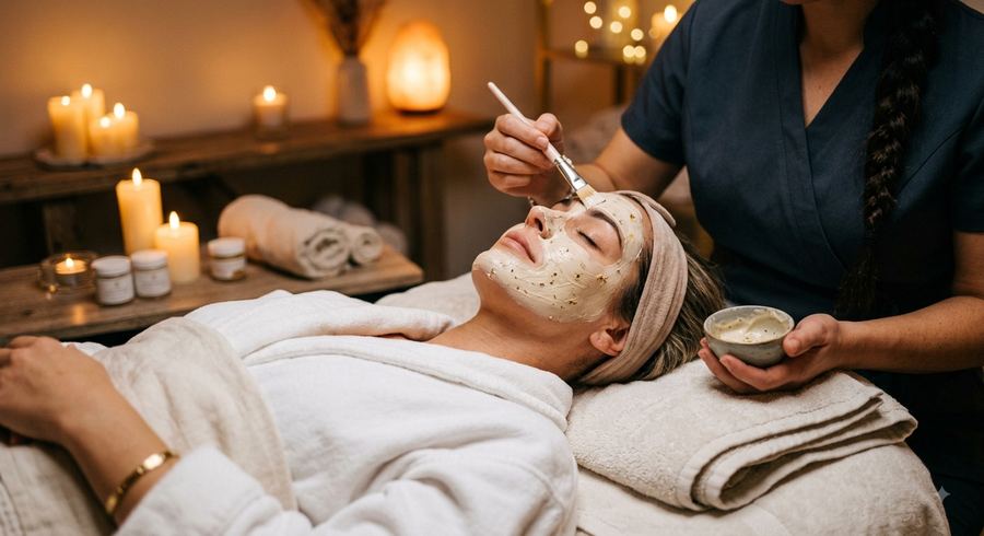 Facial treatment in progress
